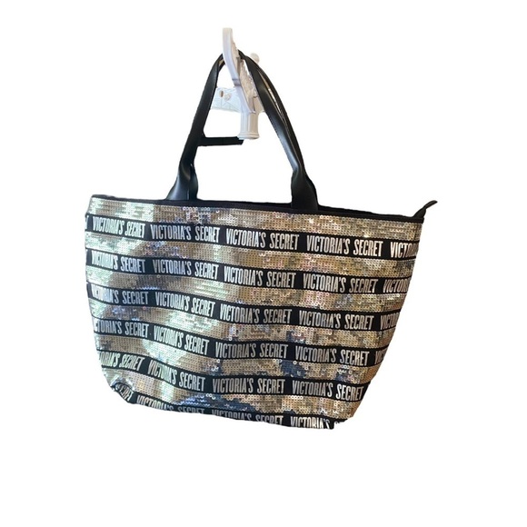 Victoria’s Secret sequin large tote black and silver - Picture 1 of 6